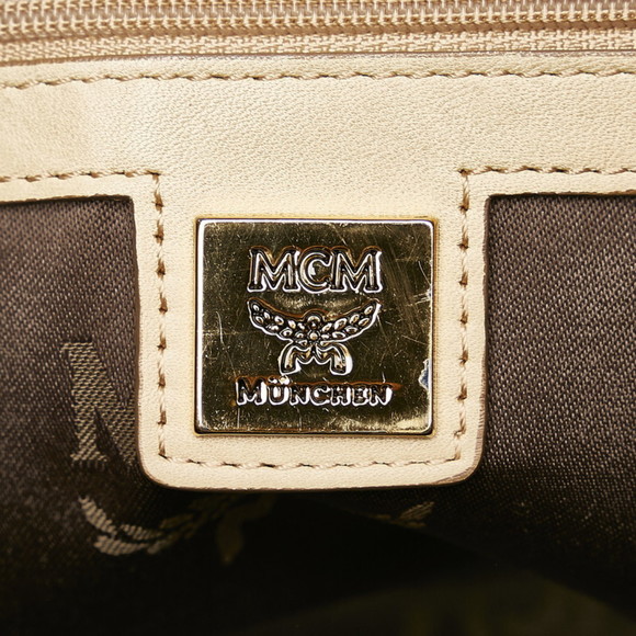 MCM Visetos Handbag Beige White PVC Leather Ladies - Picture 7 of 9